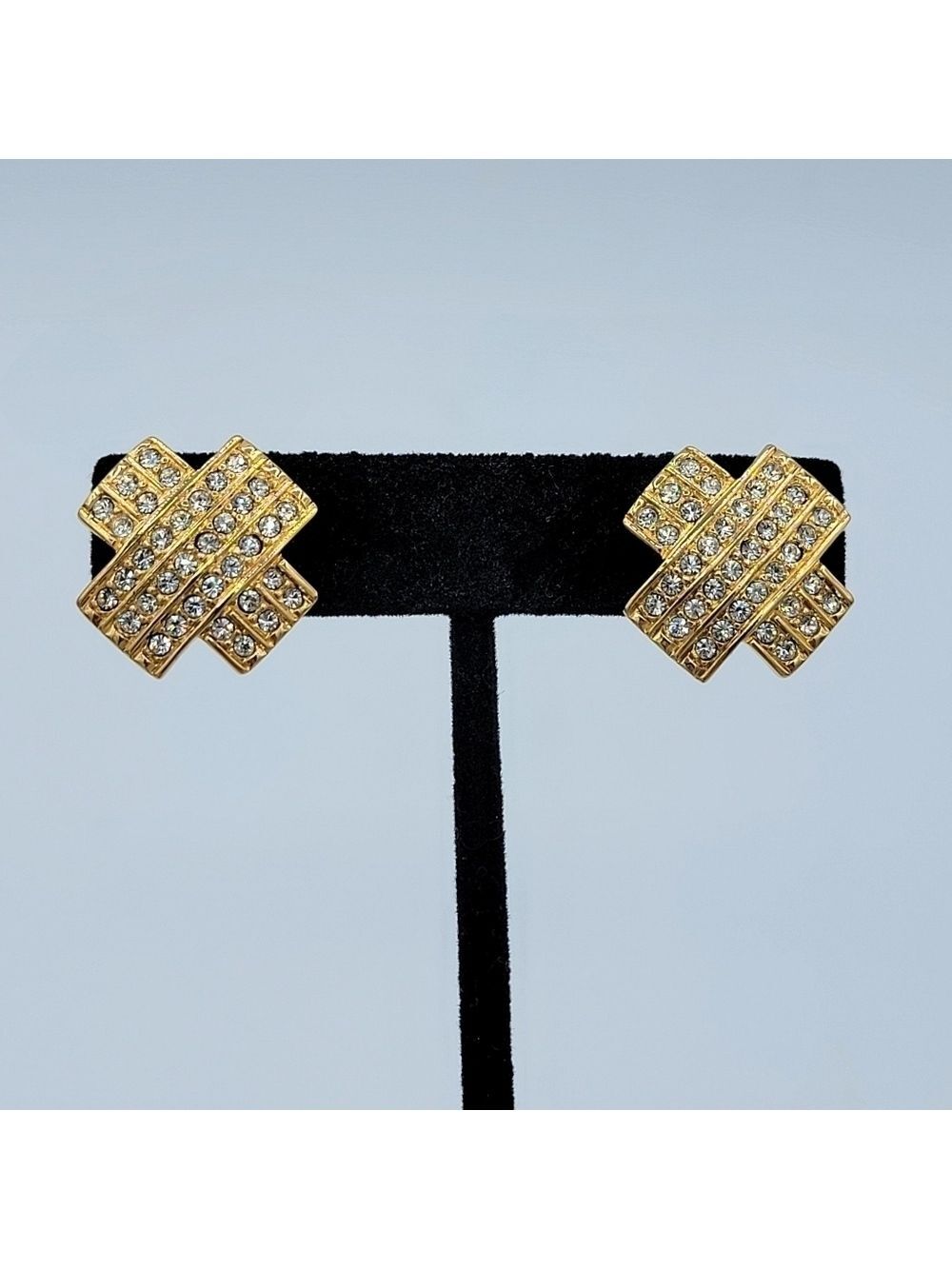 Vintage Swarovski Goldtone X Earrings #2184